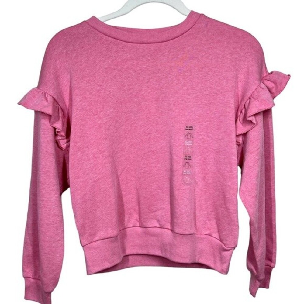 Gap kids Pink sweater long sleeve sweatshirt ruffle detail on sleeve size XL(12)